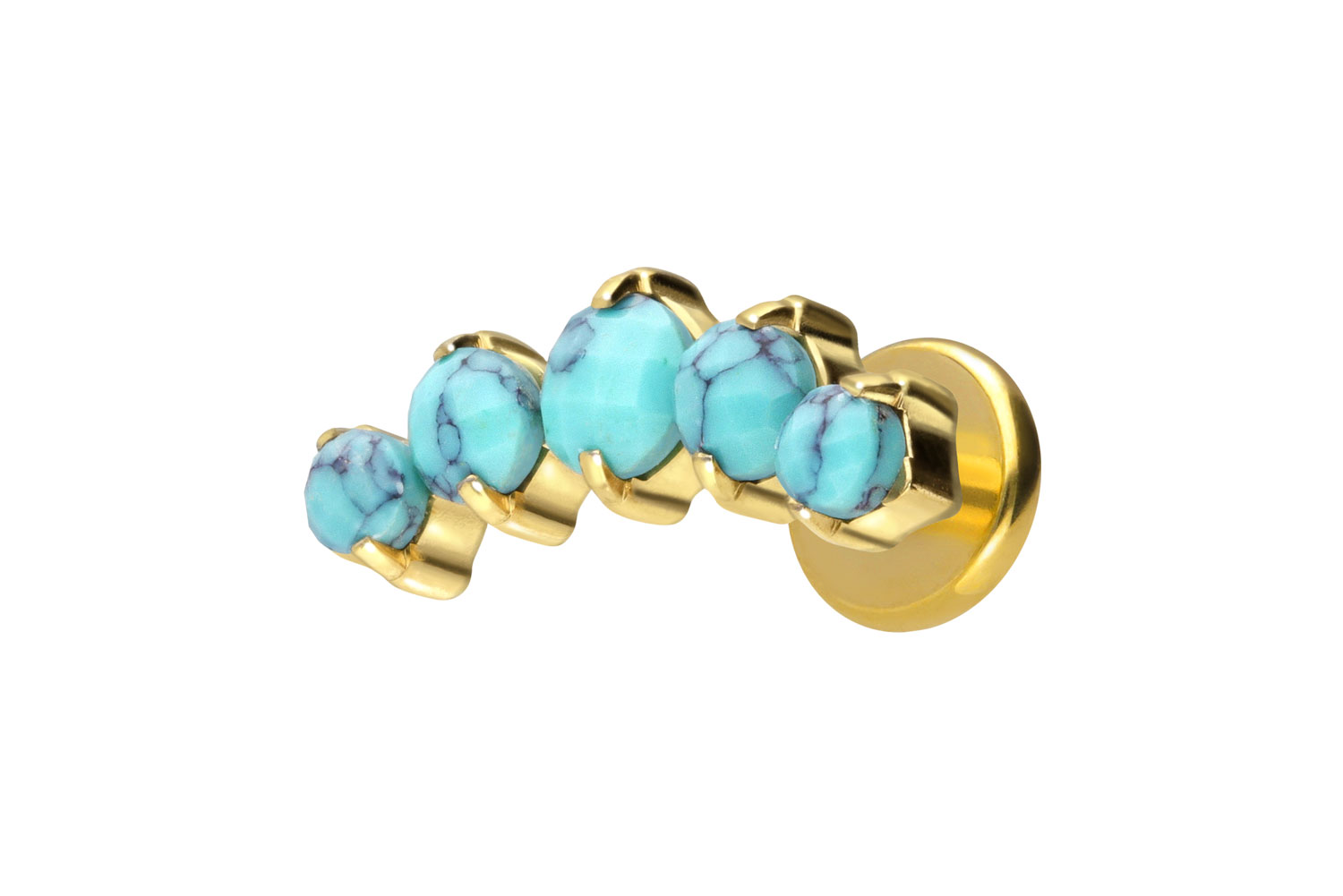 Titan Labret Piercing mit Innengewinde 5 SYNTHETISCHE TÜRKISE